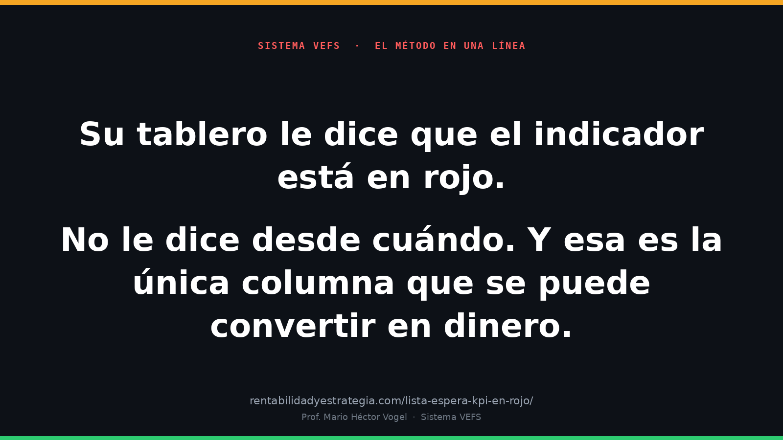 El tablero dice que el indicador está en rojo, pero no dice desde cuándo