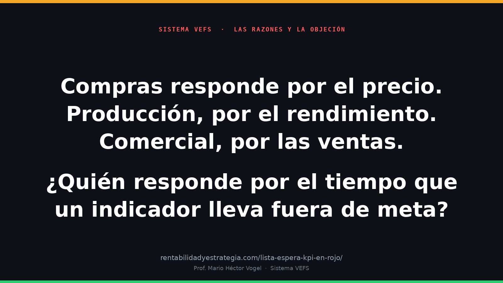 Compras responde por el precio y producción por el rendimiento, pero nadie por el tiempo