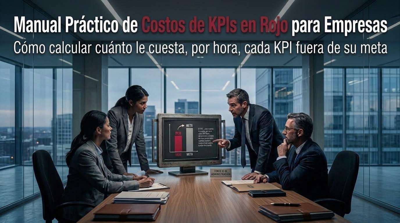 Manual Práctico de Costos de KPIs en Rojo para Empresas. Cómo calcular cuánto le cuesta, por hora, cada KPI fuera de su meta. Reunión de directorio revisando un KPI en rojo.