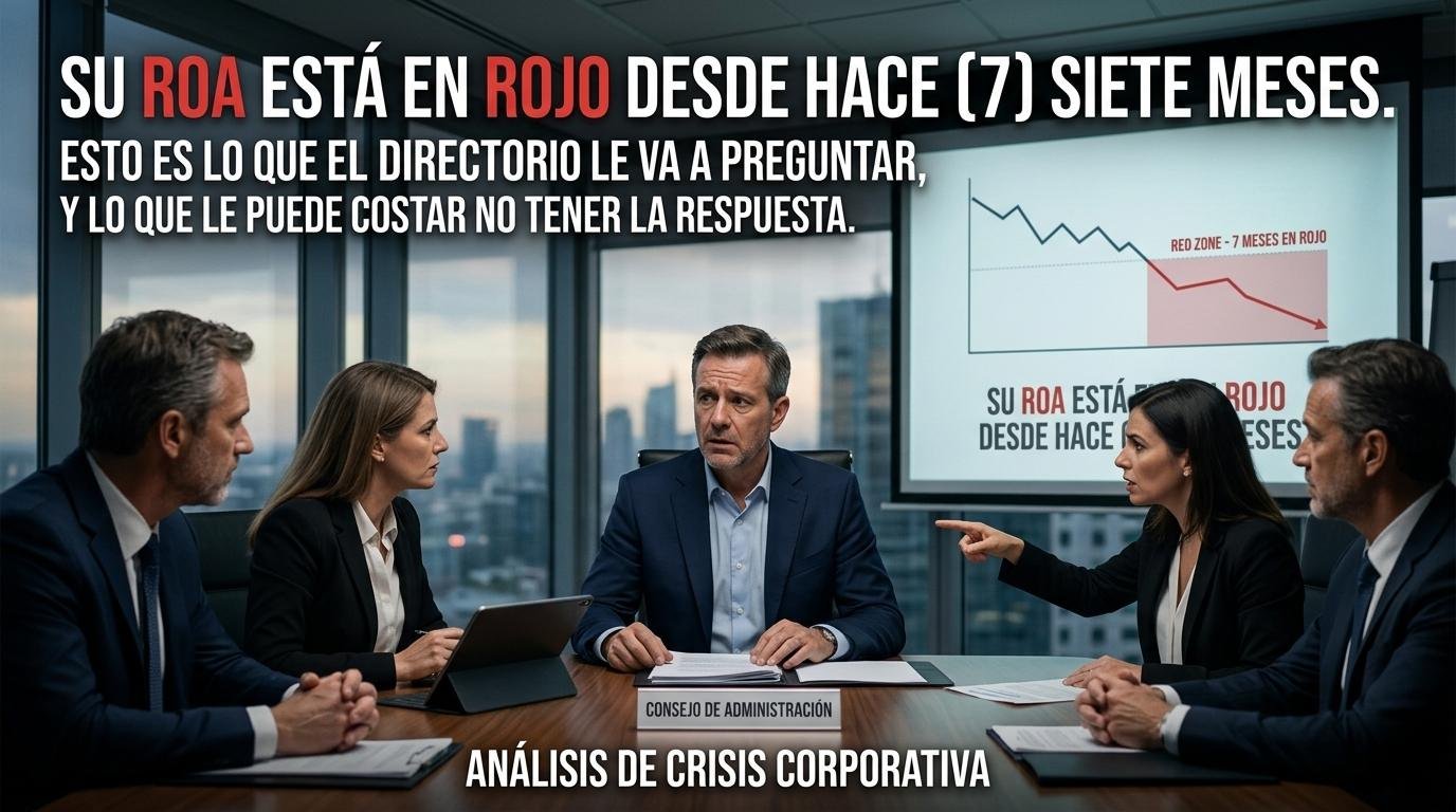 Su ROA está en rojo desde hace 7 meses. Esto es lo que el directorio le va a preguntar, y lo que le puede costar no tener la respuesta. Consejo de Administración, análisis de crisis corporativa.